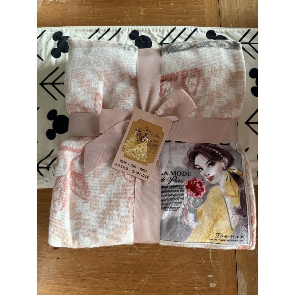 Disney Parks 2026 Belle Epcot Paris Beauty & Beast Throw Blanket 50x60 NWT